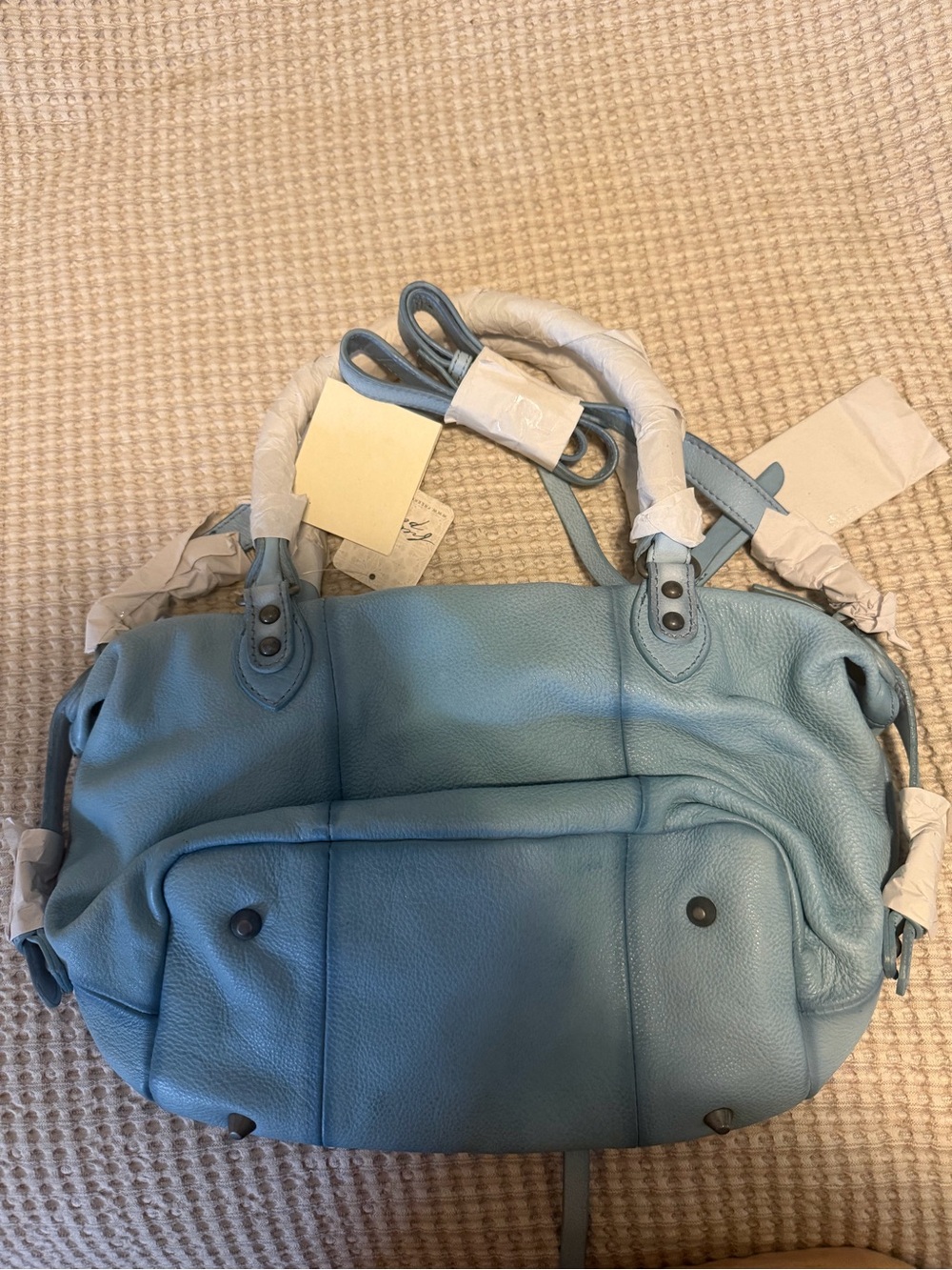 We The Free Soft Sky Blue Leather Shoulder Bag